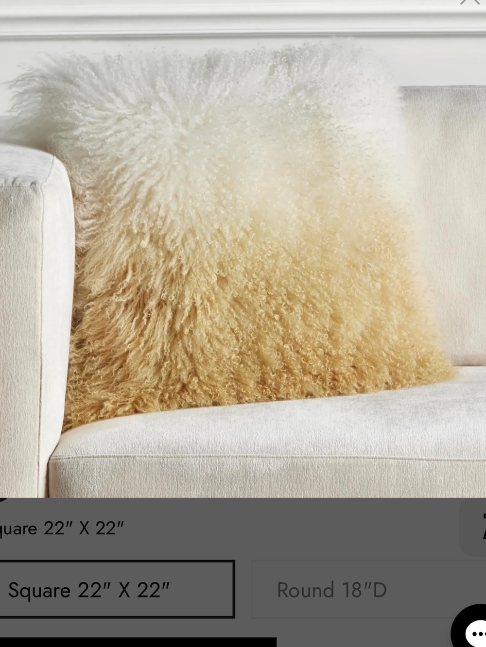 Plush Ombre Mongolian Accent Pillow - Cream to Tan/gold (Set of 2)